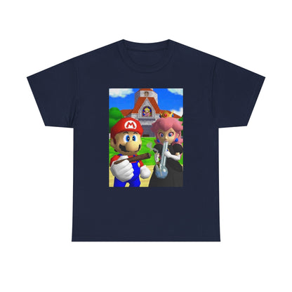 Mario and Peach Puffing Outside Castle