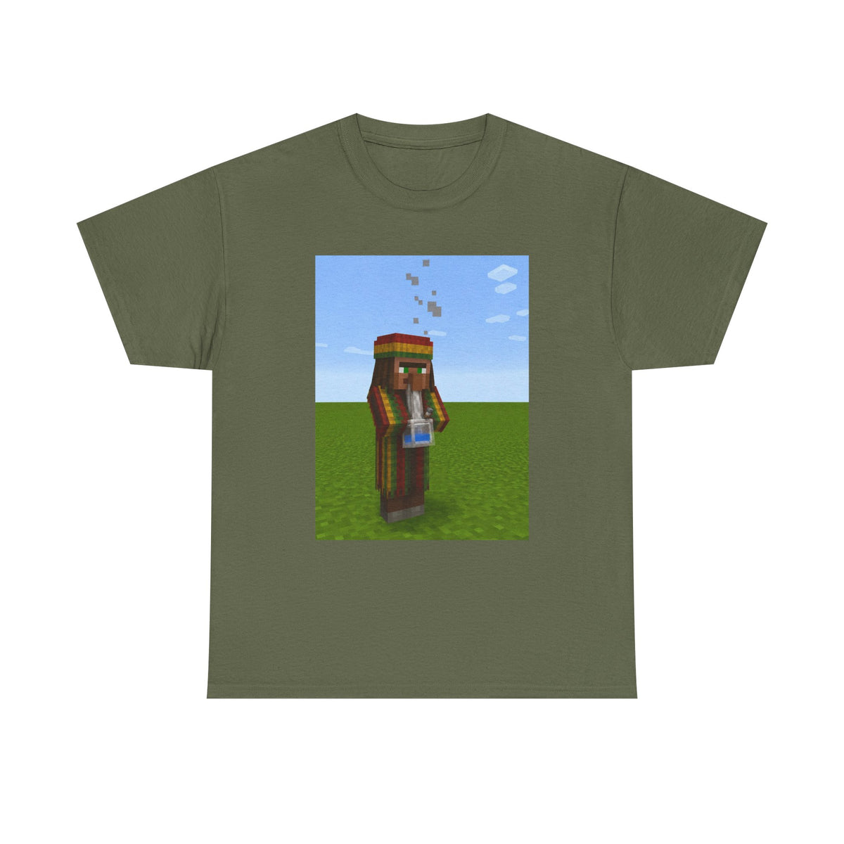 Rasta Minecraft Villager Smoking Tee