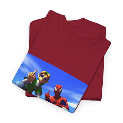 Link And Spider-Man Flipping The Bird