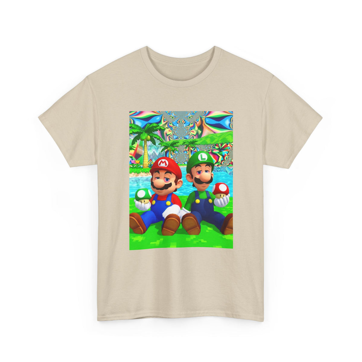 Mellow Mario And Luigi With Mushrooms Tee
