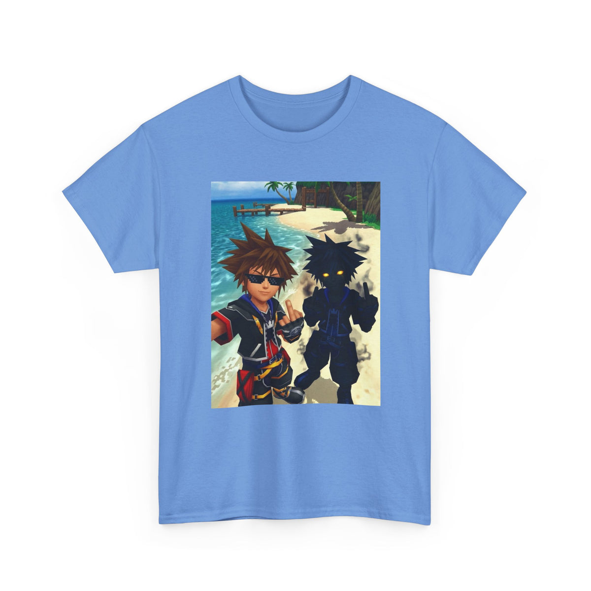 Sora And Dark Form Flipping Off At The Beach