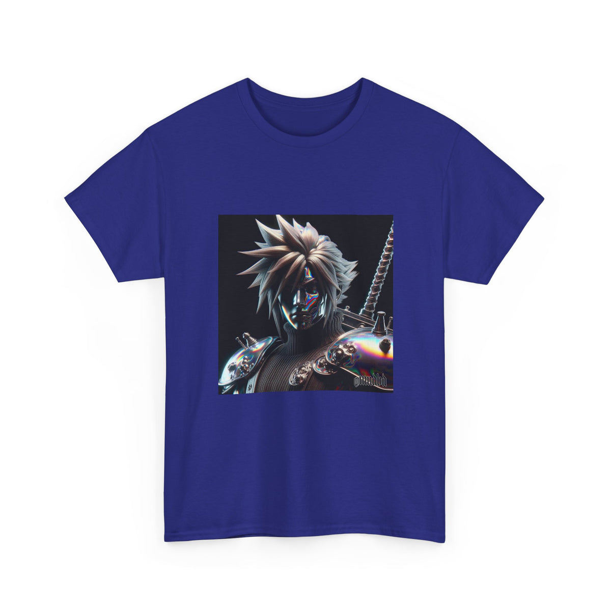 Chrome Spiky-Haired Warrior Reflecting Rainbows Tee