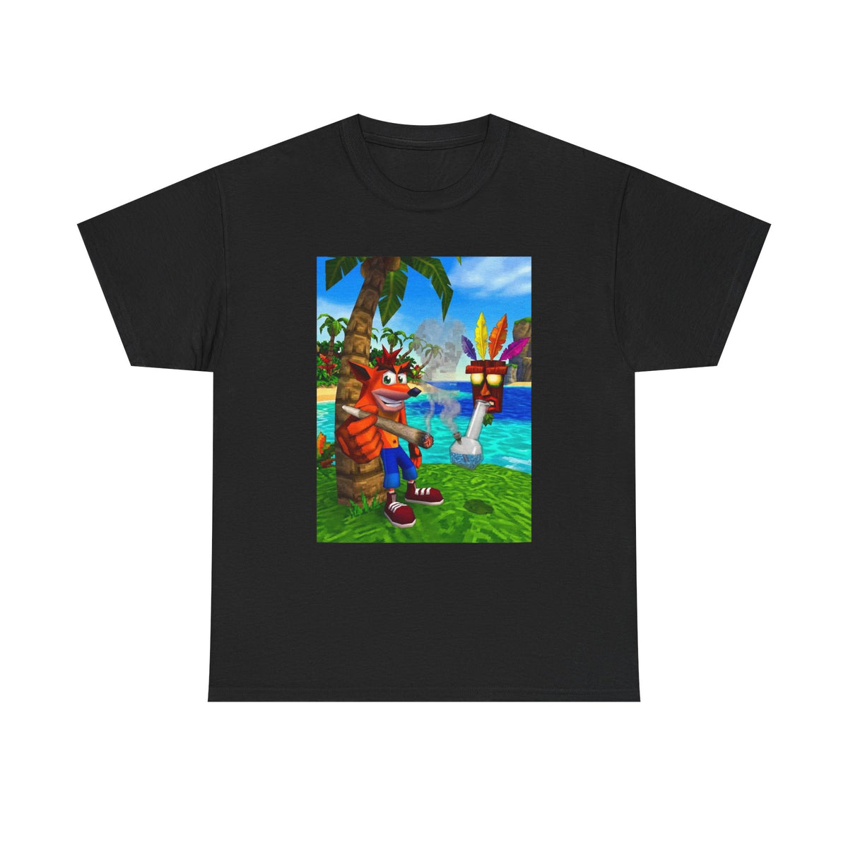 Crash Bandicoot Smoking With Aku Aku Tee