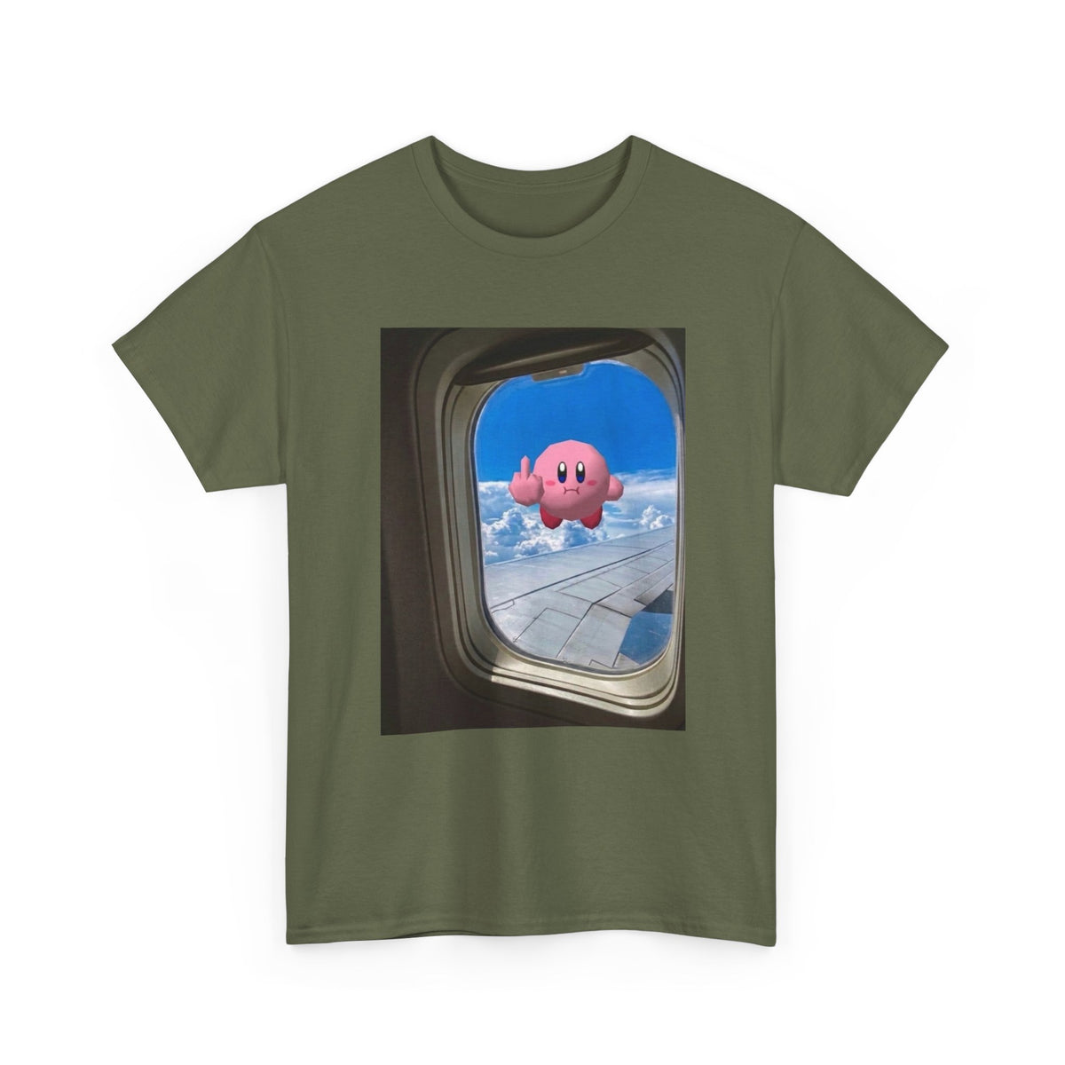 Kirby Flipping Off Airplane Window Tee