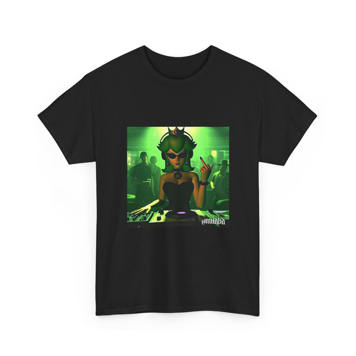 Edgy Green-Haired DJ Princess Flipping Off Crowd