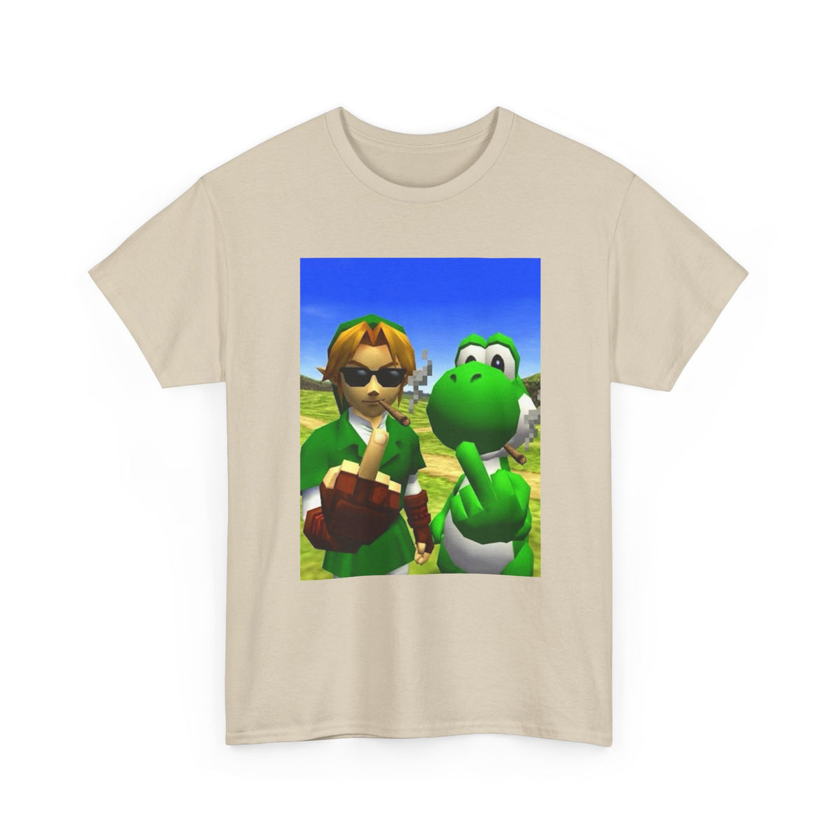 Link And Yoshi Flipping Off The World