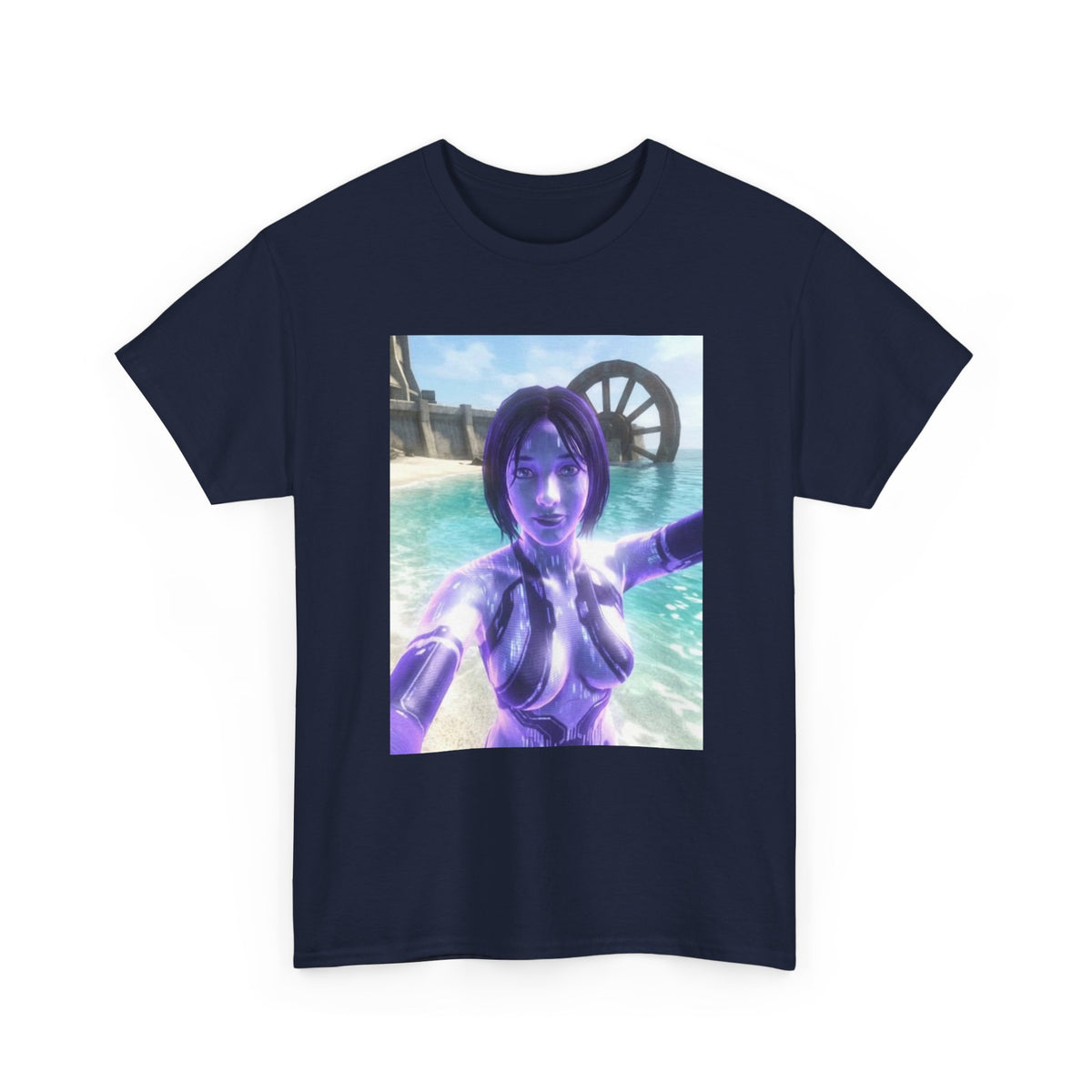Holographic AI Taking Beach Selfie Tee