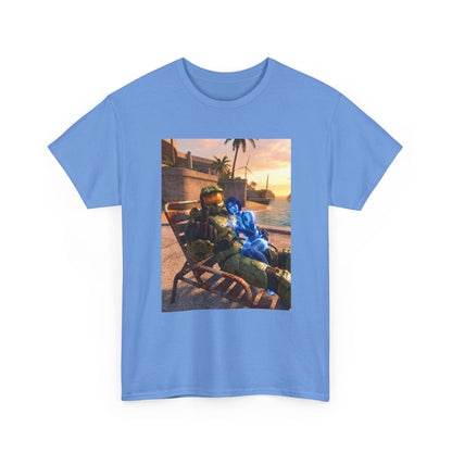 Master Chief Chilling With Cortana Beachside