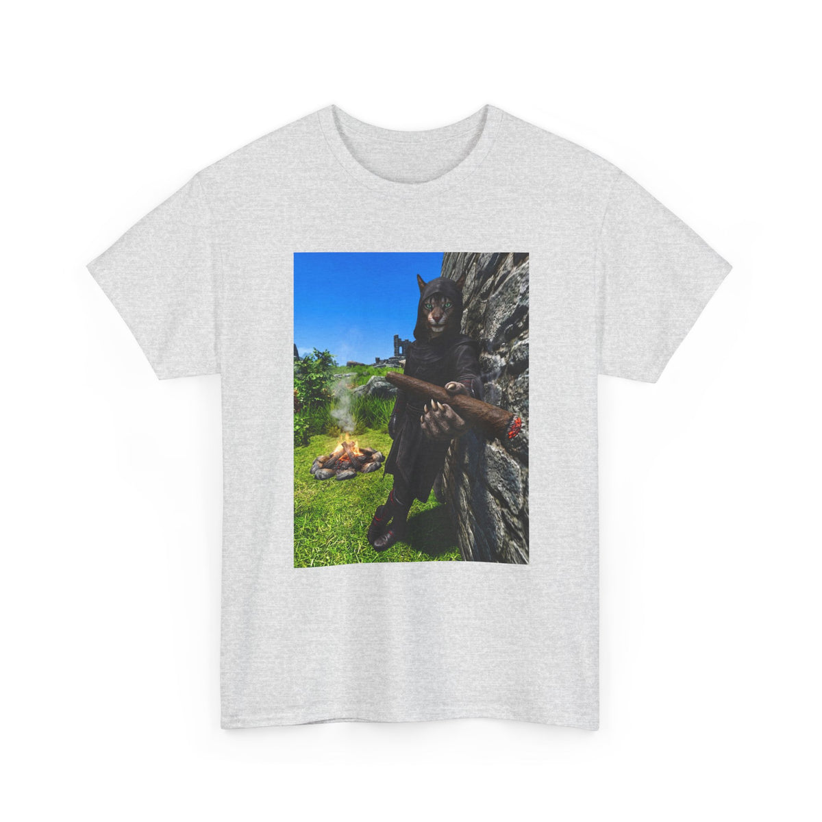 Hooded Khajiit Smoking Blunts By Fire Tee