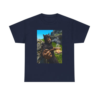 Khajiit Monk Smoking By Campfire Tee