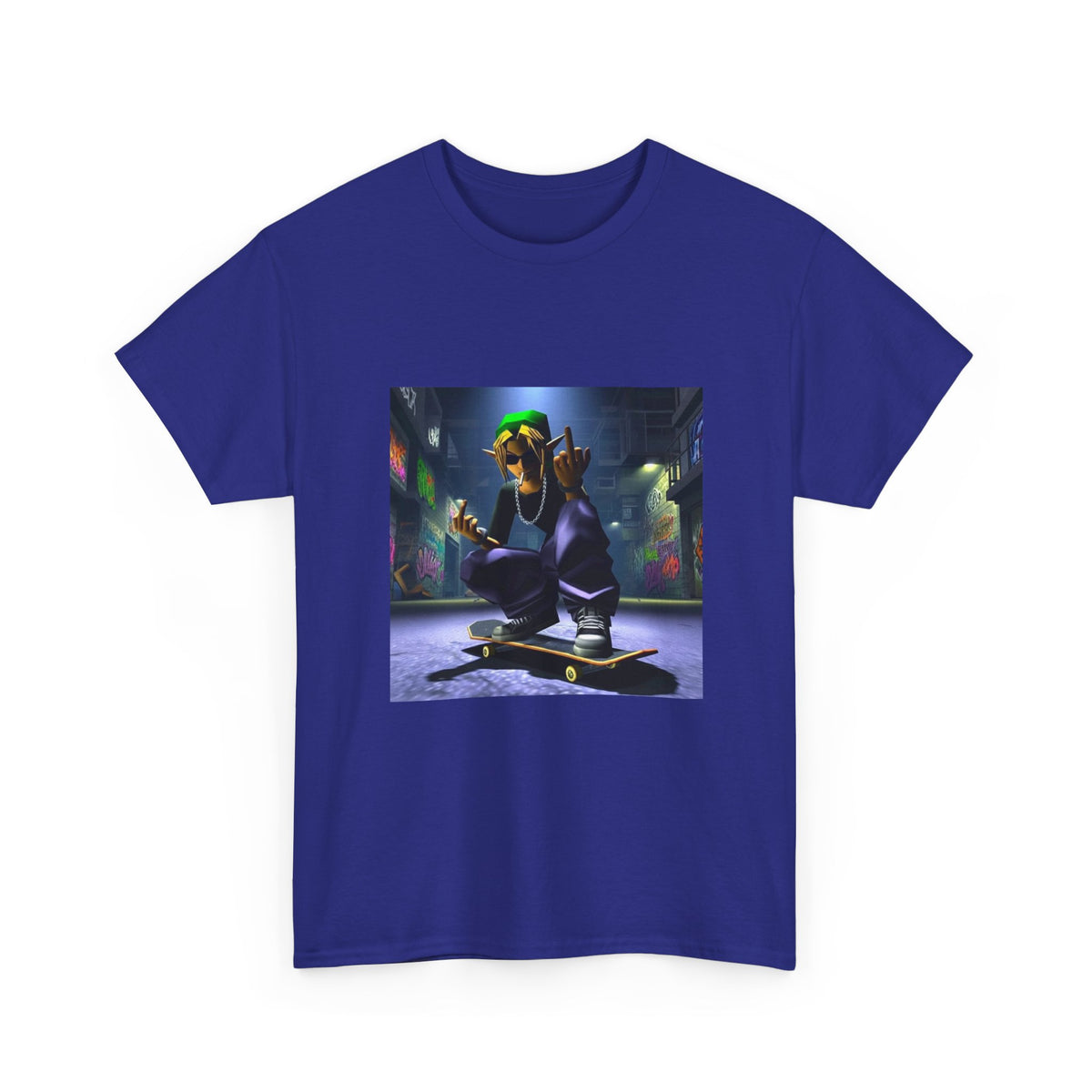 Edgy Ocarina Link Skater Flipping Off Tee