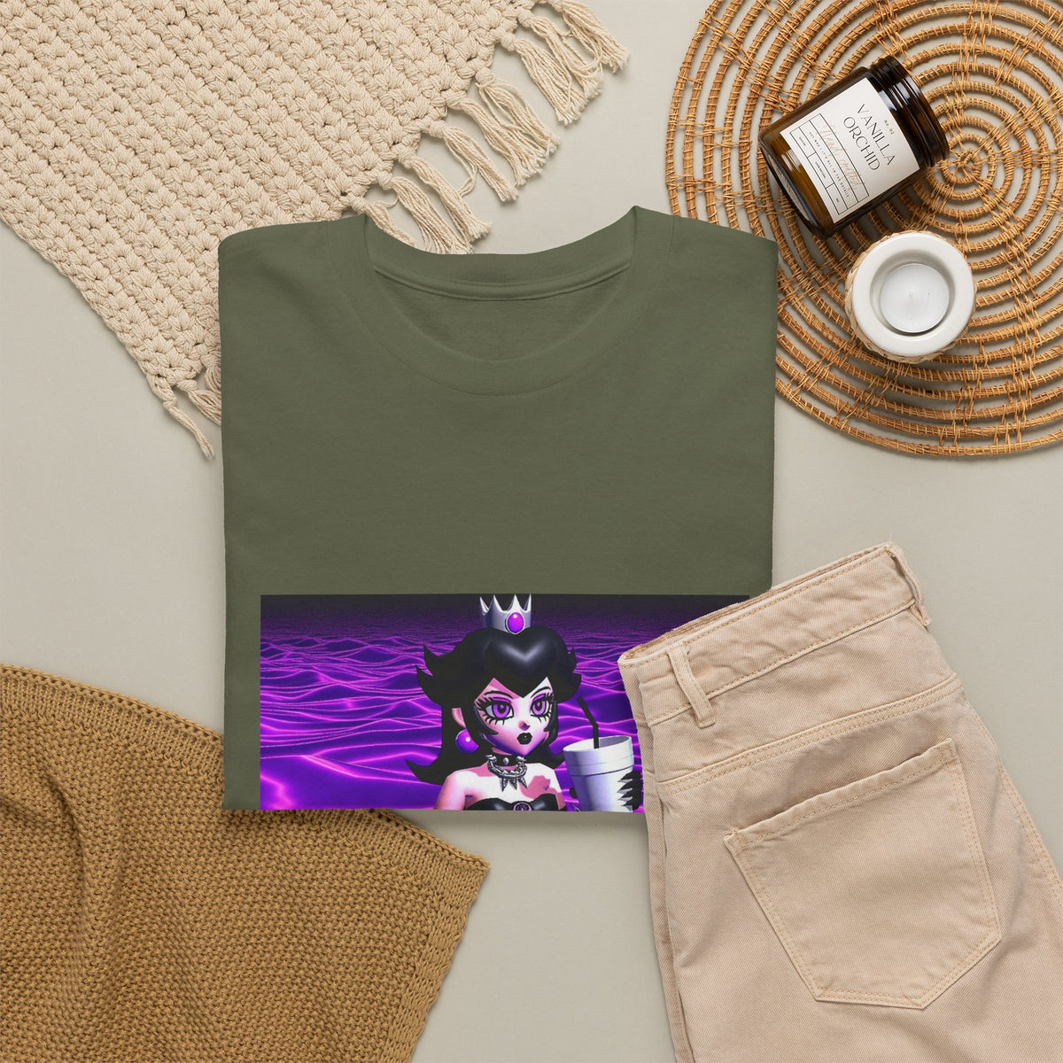 Goth Peach Wading In Purple Waves