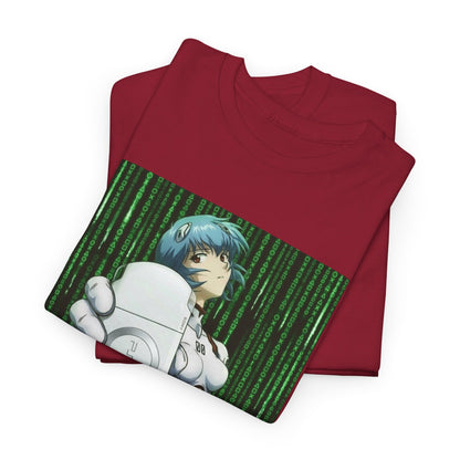Rei Ayanami Holds PSP In Digital Rain