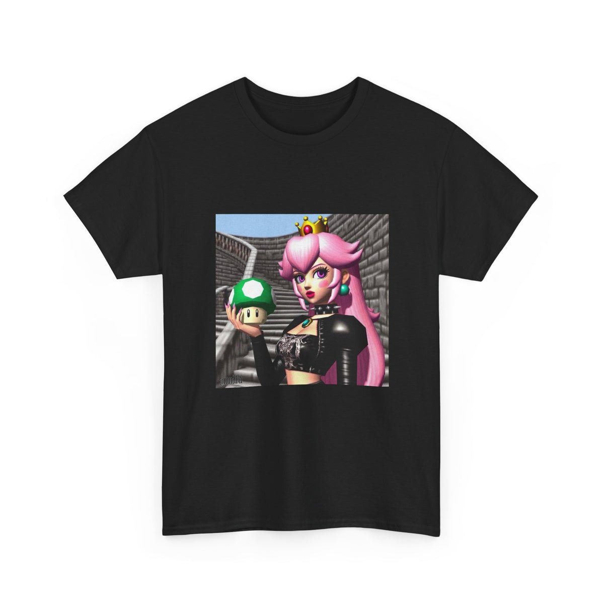 Goth Peach Holding A Green Mushroom Tee