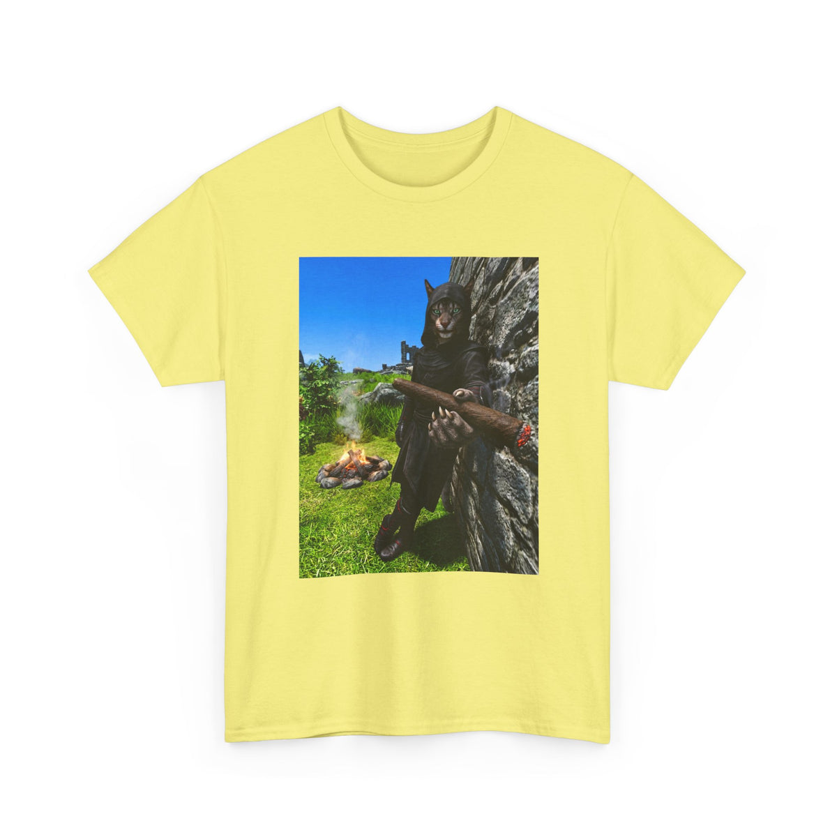 Hooded Khajiit Smoking Blunts By Fire Tee