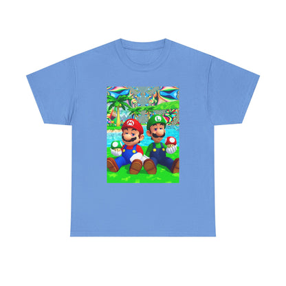 Mellow Mario And Luigi With Mushrooms Tee