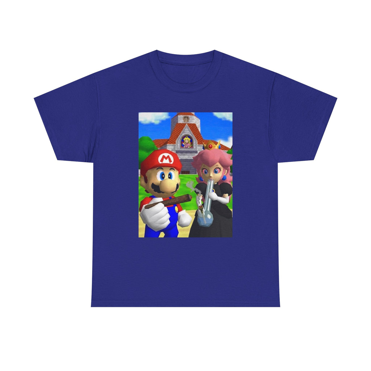 Mario and Peach Puffing Outside Castle