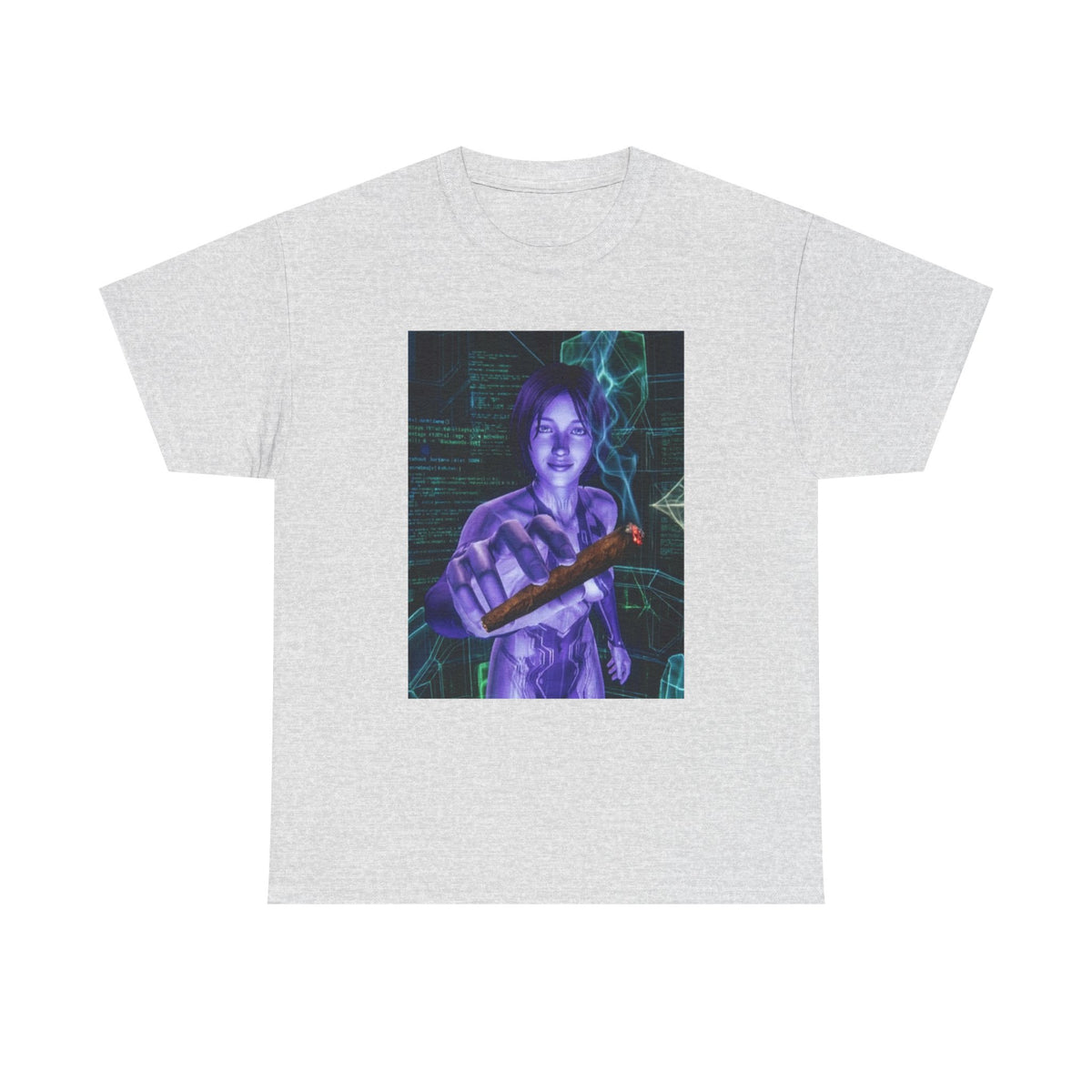 AI Cyber Girl Offering Blunt Tee