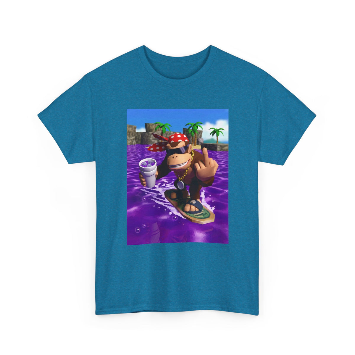 Diddy Kong Surfing Purple Lean Flipping Off Tee