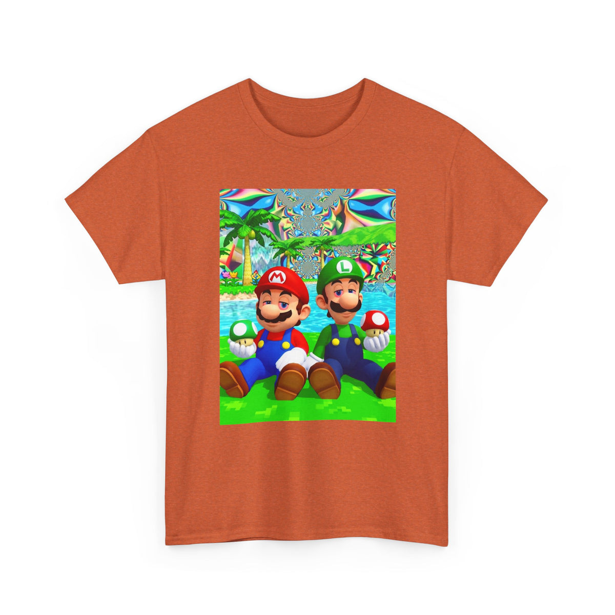 Mellow Mario And Luigi With Mushrooms Tee