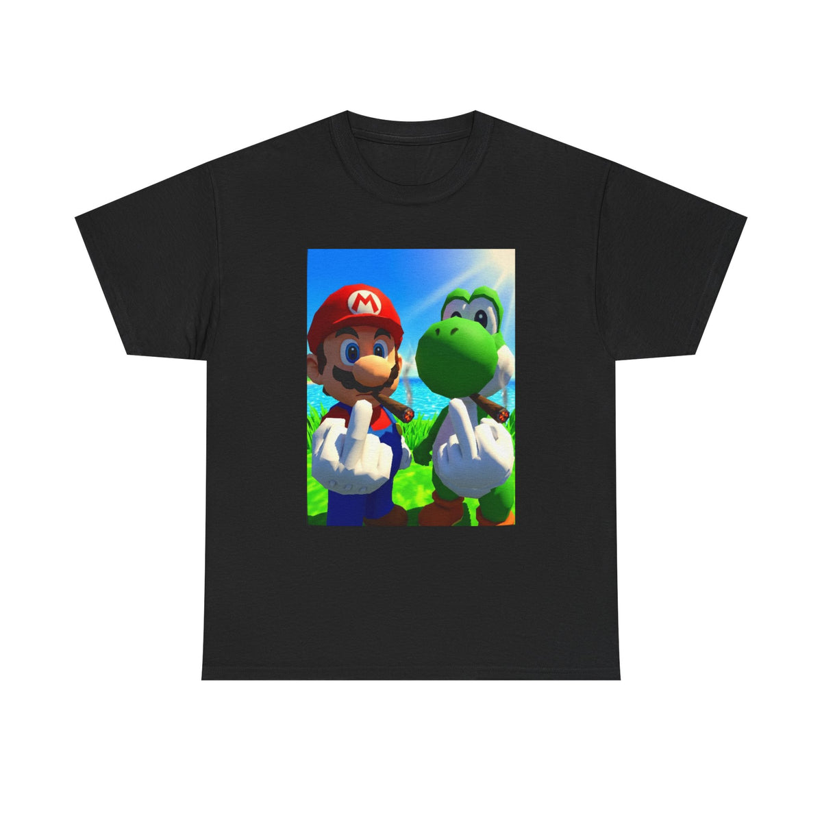 Mario And Yoshi Flipping The Bird