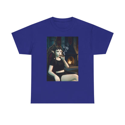 Dark Elf Queen Smoking Cigar By Fireplace Tee