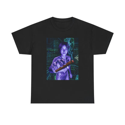 AI Cyber Girl Offering Blunt Tee