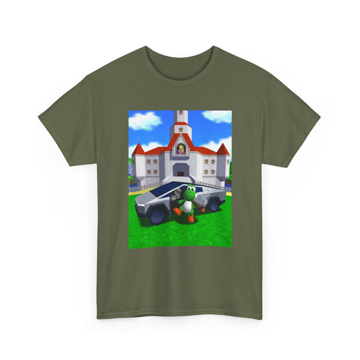 Yoshi Exiting Cyber Truck With A Blunt