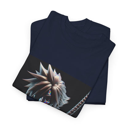 Chrome Spiky-Haired Warrior Reflecting Rainbows Tee