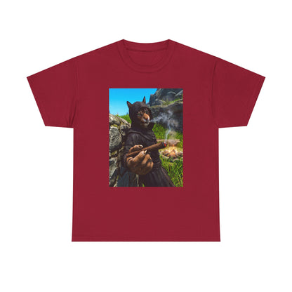 Khajiit Monk Smoking By Campfire Tee