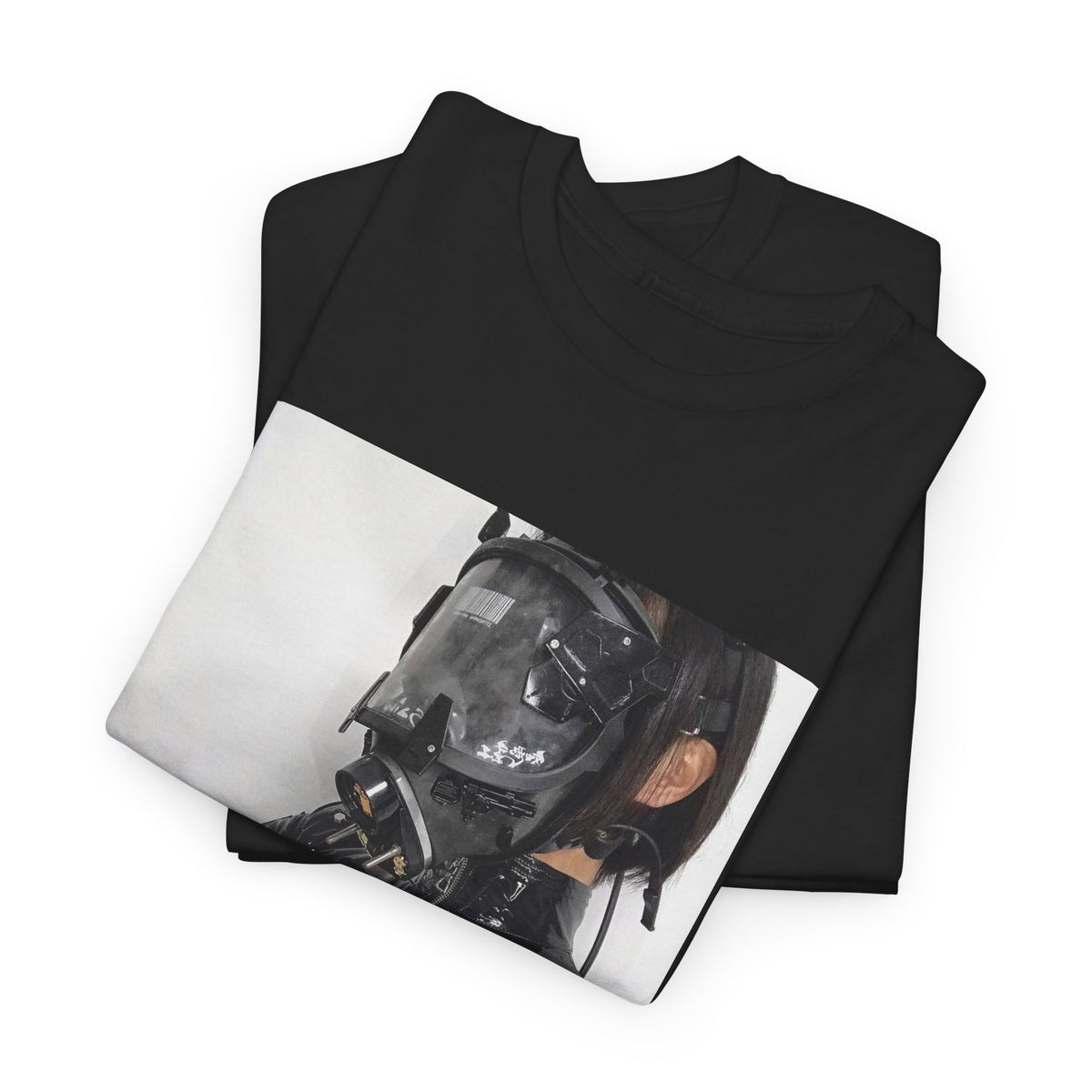 Figure Wearing Gas Mask Tee