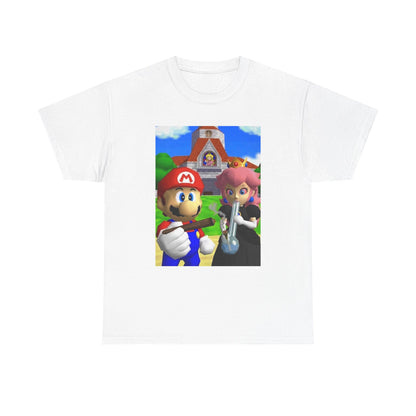 Mario and Peach Puffing Outside Castle