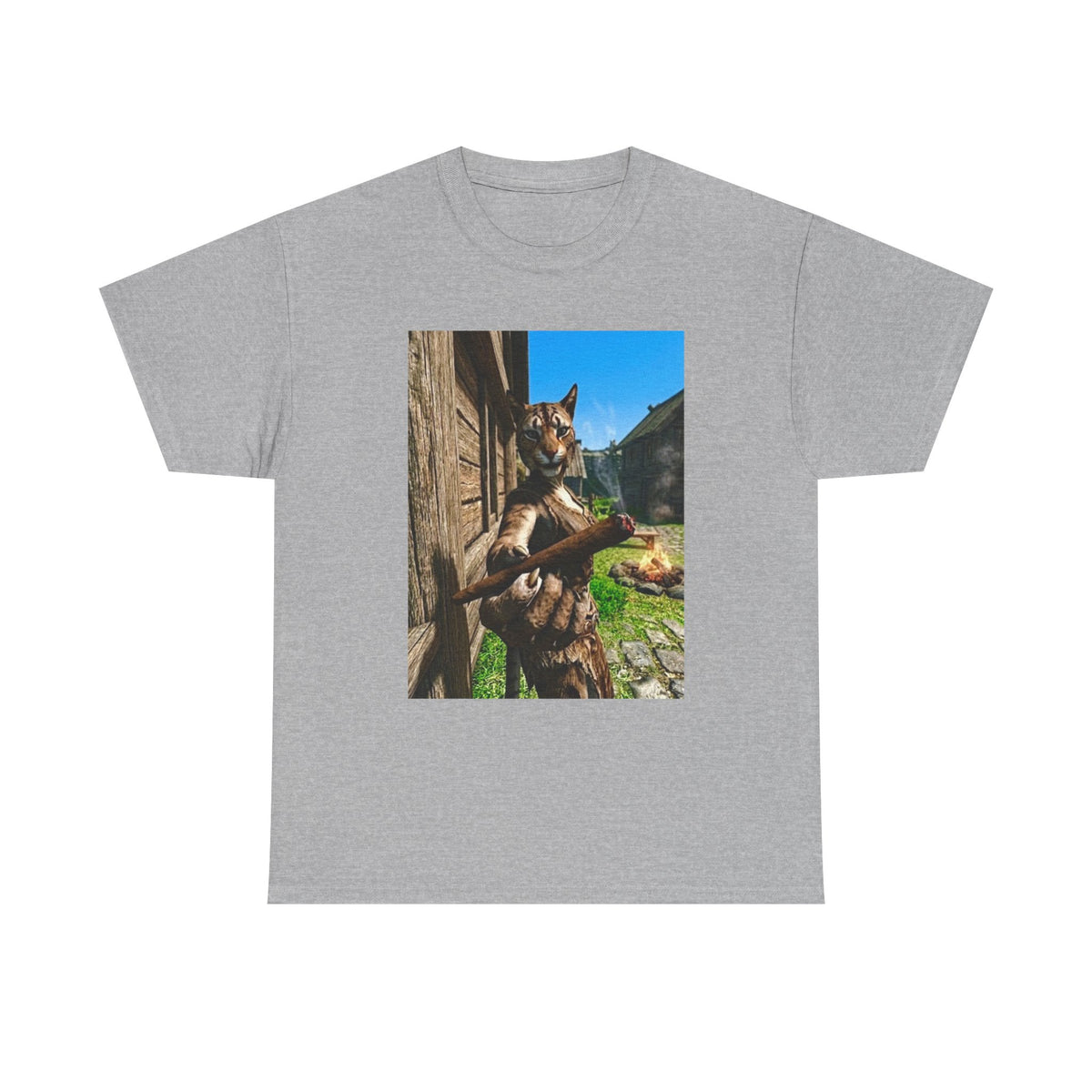Feline Warrior Igniting Blunt Campfire Tee