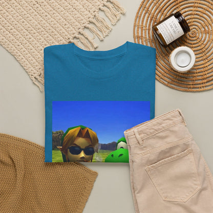 Link And Yoshi Smoking With Attitude Tee