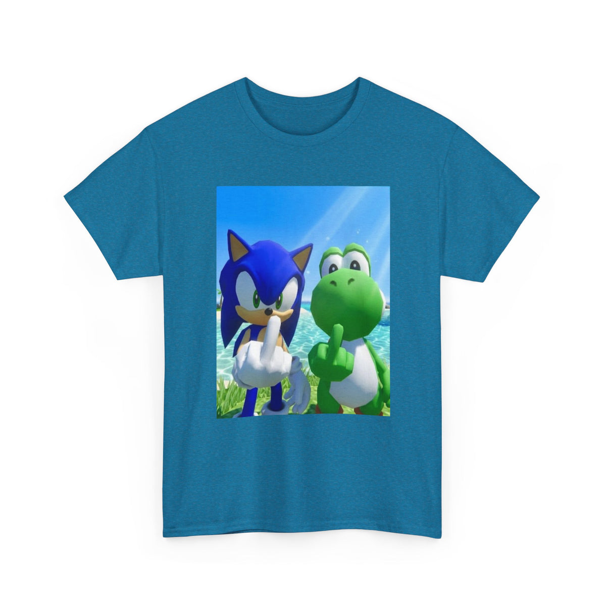 Sonic And Yoshi Flipping Off On The Beach