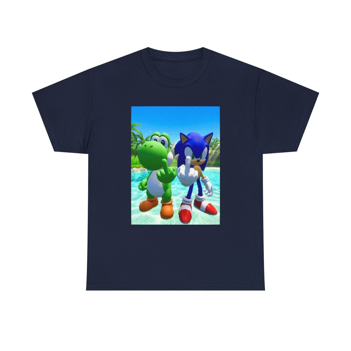 Yoshi And Sonic Flipping Off Tee