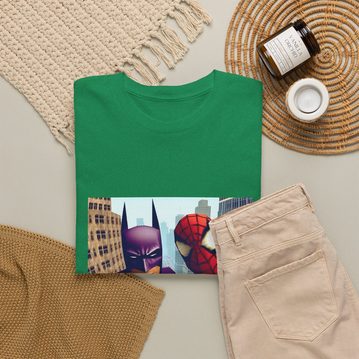 Batman Smoking, Spidey With Stacks Tee