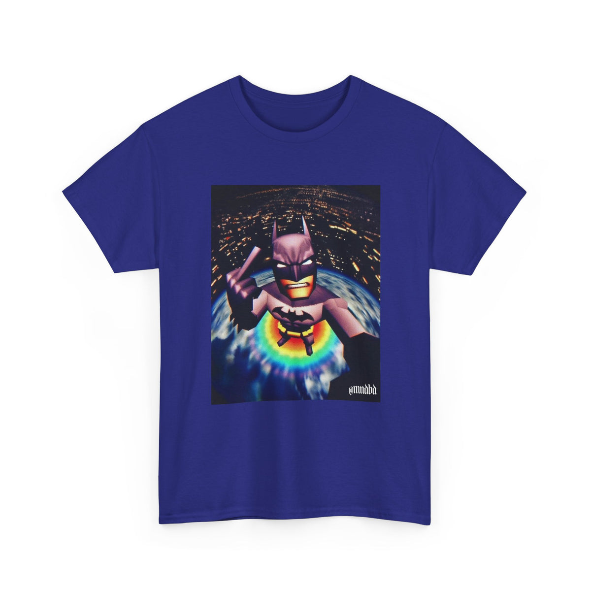Pixel Batman Soaring Above Earth Tee