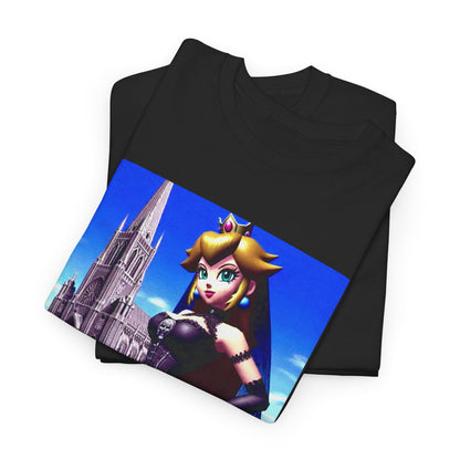 Gothic Princess Peach Posing Before Cathedral