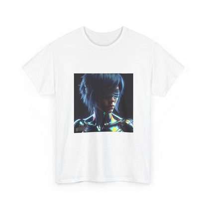Cyber Blindfolded Figure In Iridescent Chrome