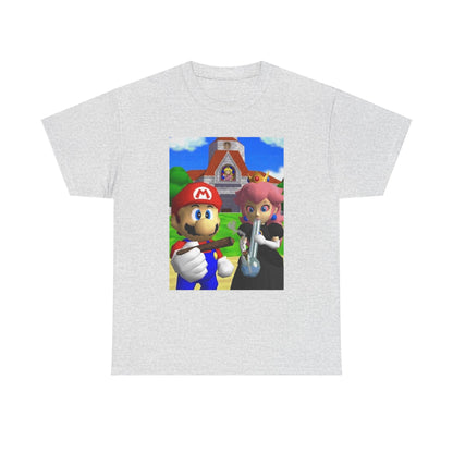 Mario and Peach Puffing Outside Castle