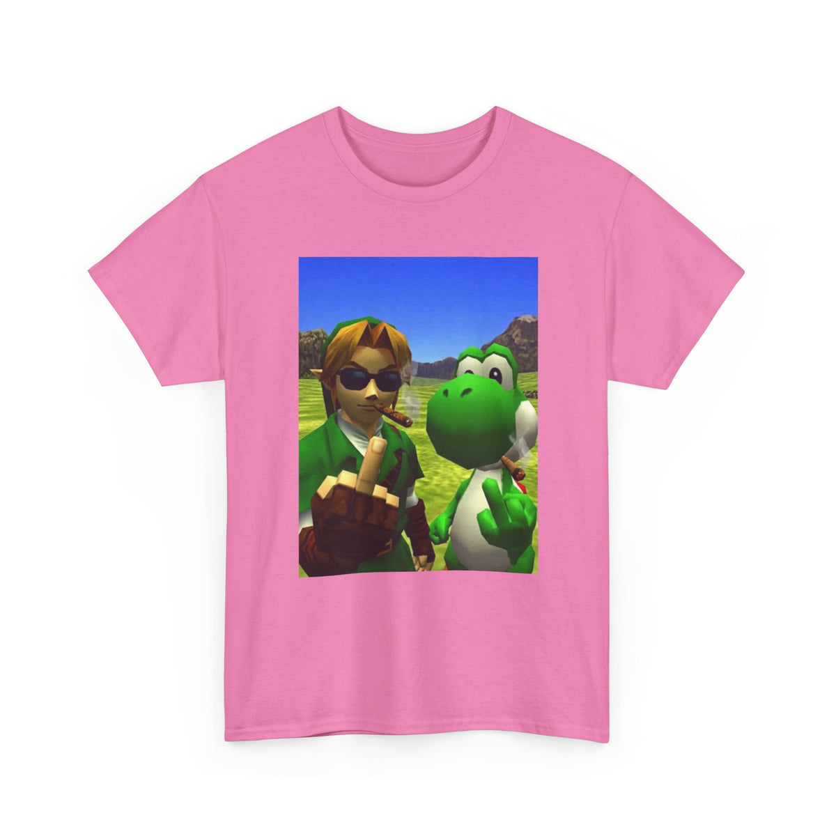 Link And Yoshi Smoking With Attitude Tee