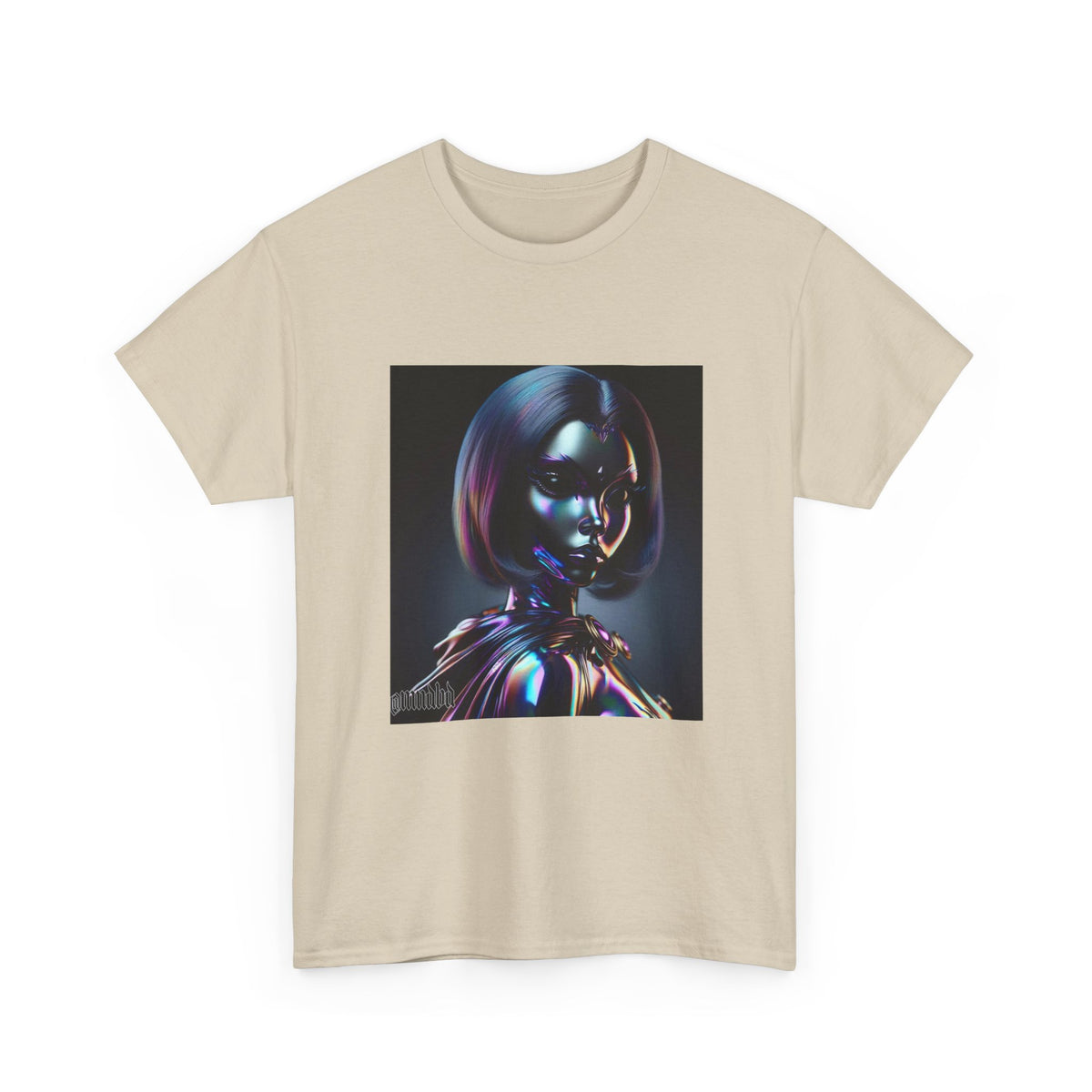 Holographic Cyberpunk Raven Stares Intensively