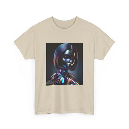 Holographic Cyberpunk Raven Stares Intensively