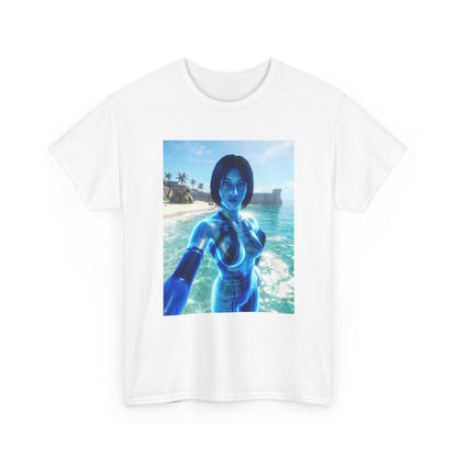 Holographic AI On Tropical Beach Tee