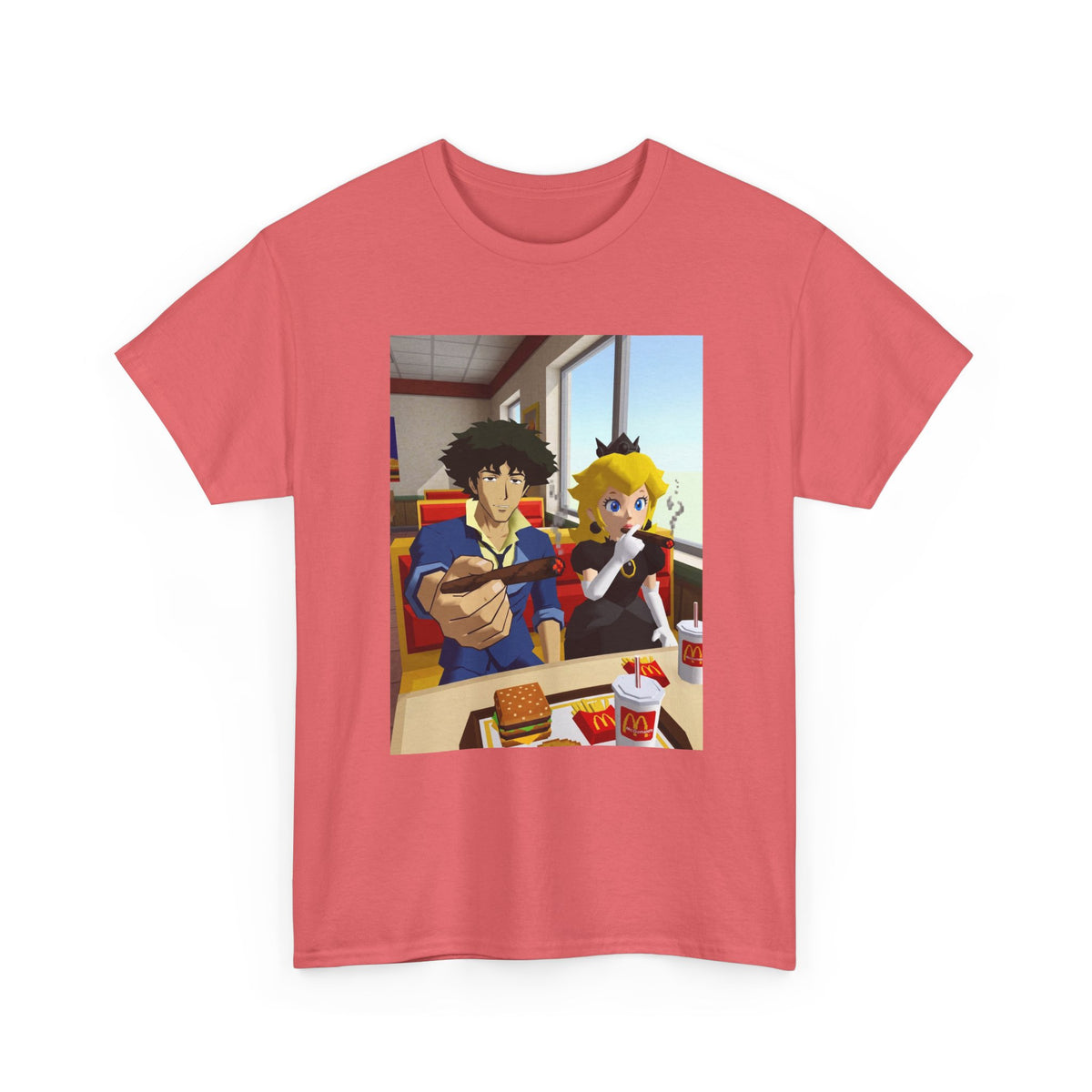 Spike and Peach Smoking Fast Food Tee (Design 3)