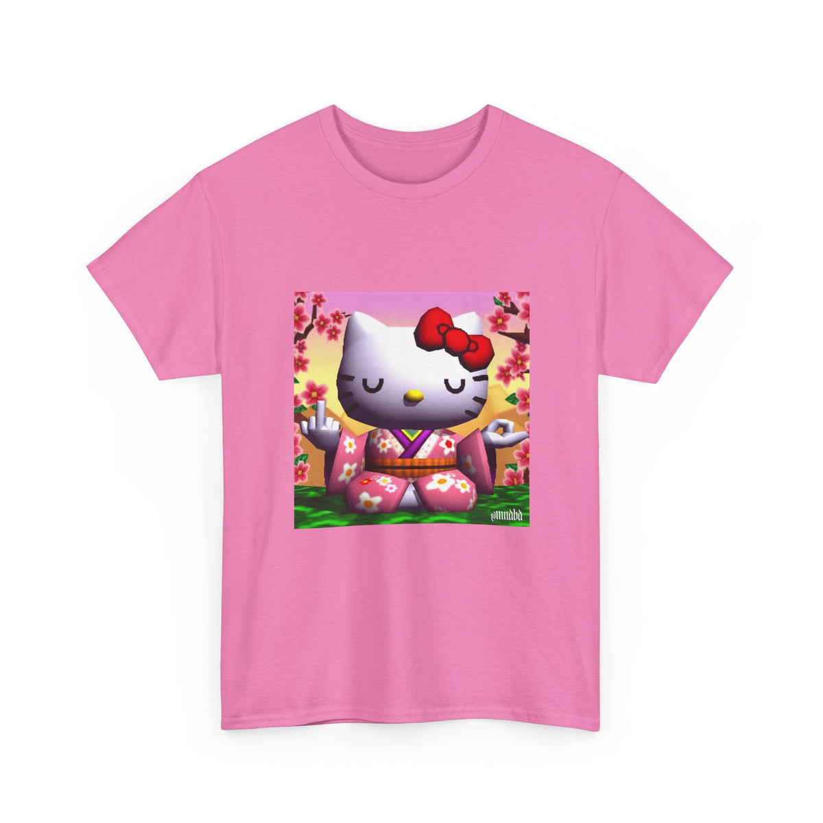 Kitty Meditating and Flipping Bird Tee