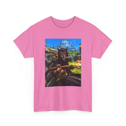 Khajiit Mage Smoking Cigar By Campfire Tee