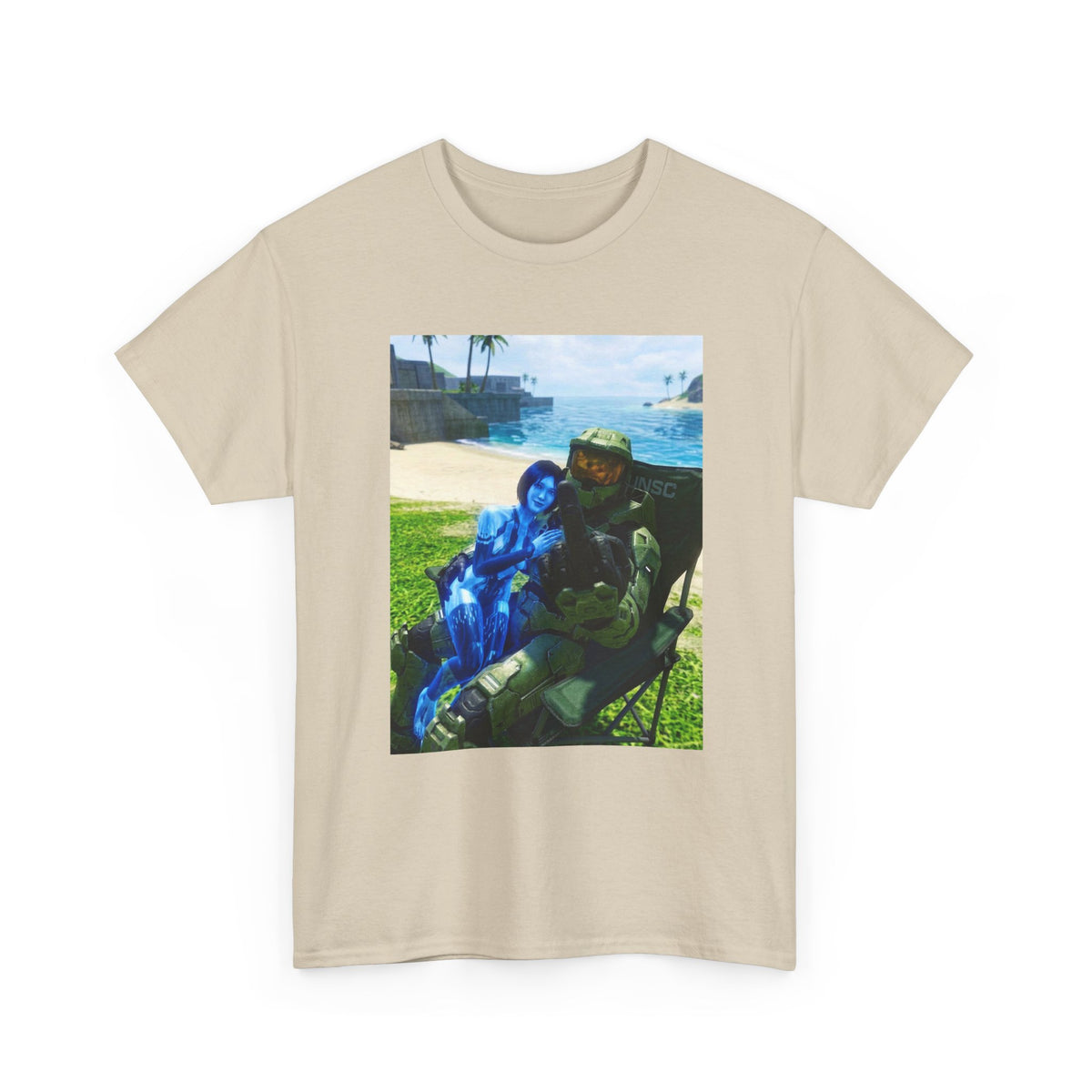 Master Chief And Cortana Beach Chill Tee