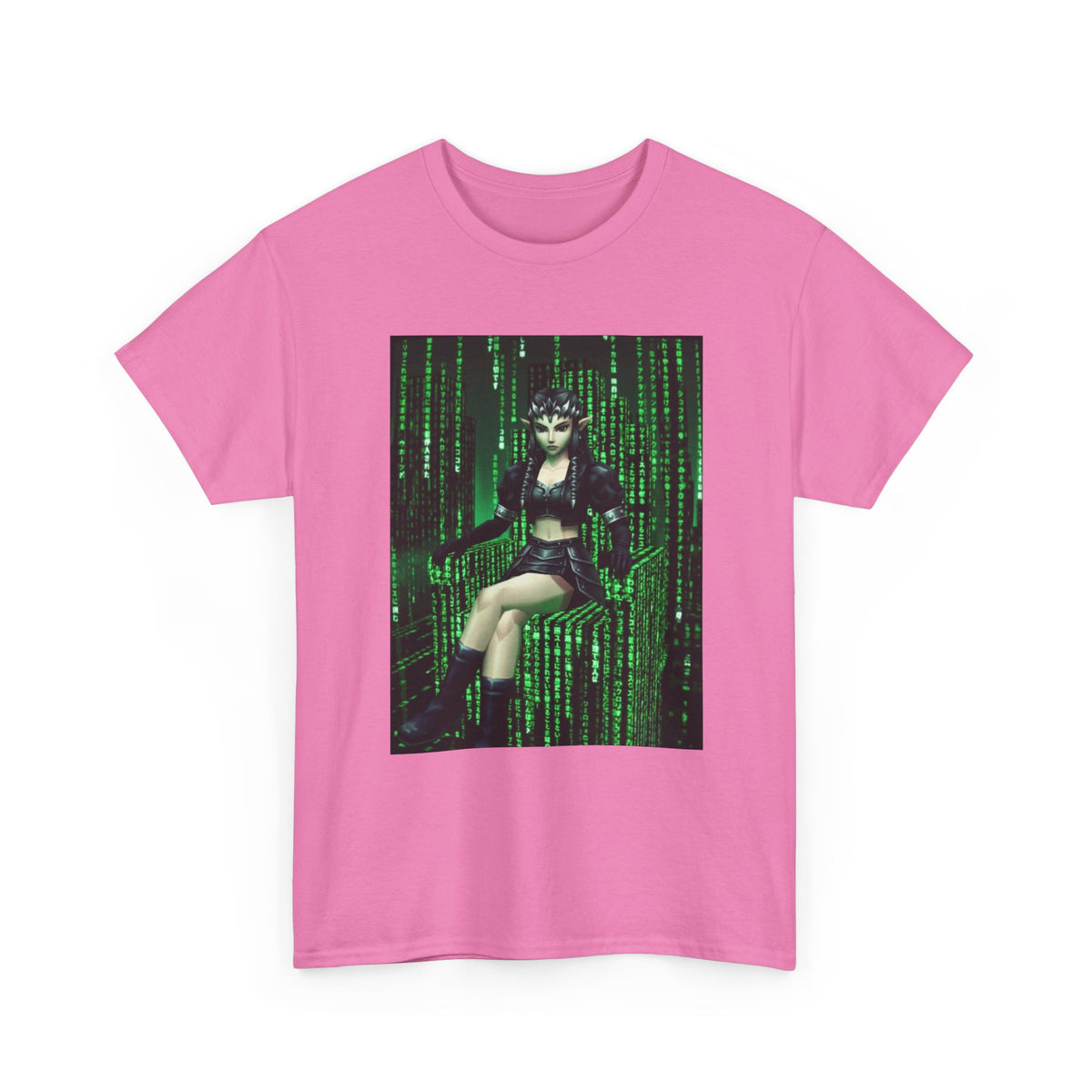 Cyberpunk Elf Queen In The Matrix City Tee